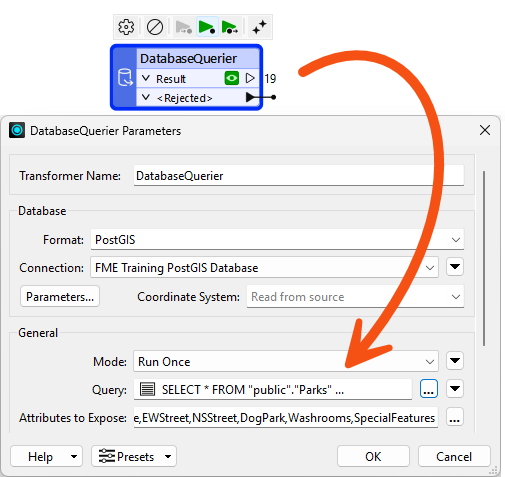 DatabaseQuerier's Run Once mode